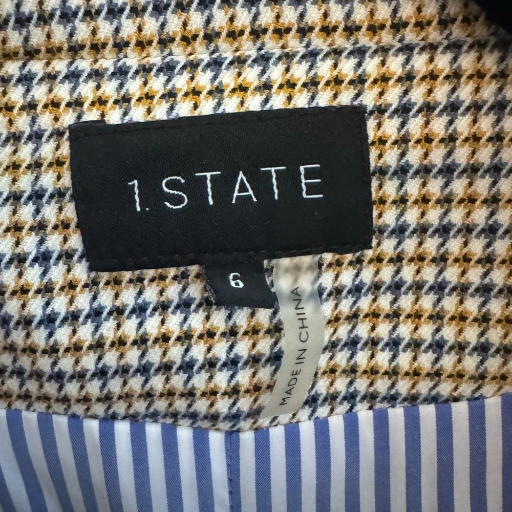 1. STATE • REVOLVE Houndstooth Double Breasted Blazer Size 6 - Picture 6 of 10